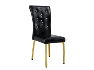 Lot de 2 chaises de salle à manger,avec pieds métalliques,pvc et métal doré,noir