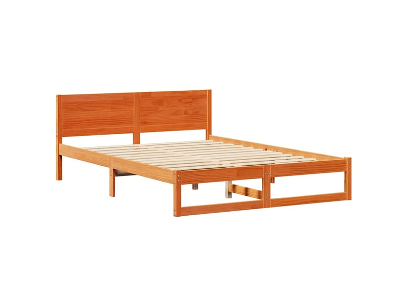  Lit double- lit adulte -  cadre de lit avec tête de lit brun  150 x 200 cm pin massif  - Conforama C
