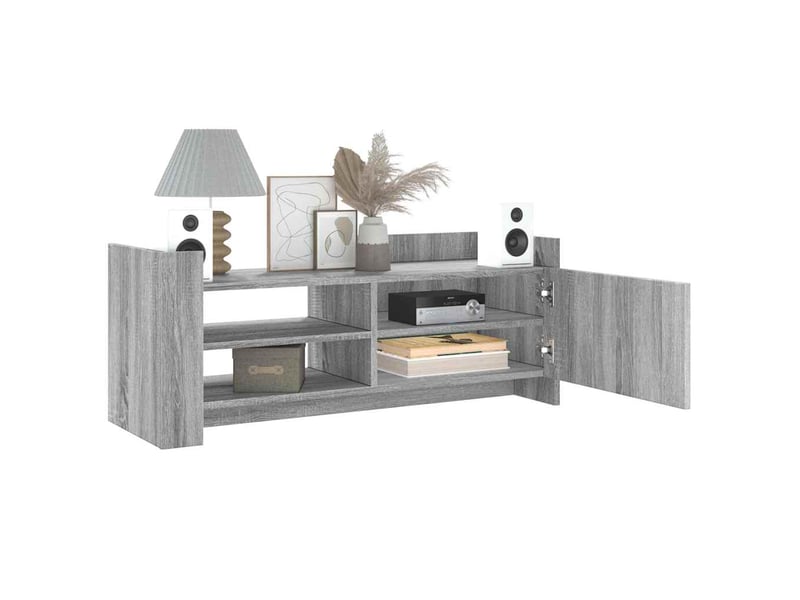  Meuble tv - banc tv - meuble de rangement sonoma gris 100x35x40 cm bois d'ingénierie  - Conforama C