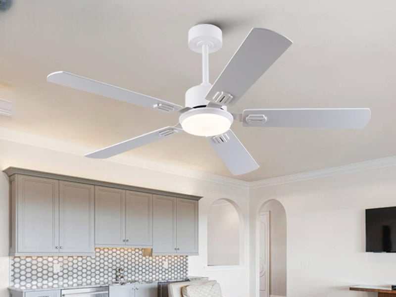  Ventilateur de plafond avec éclairage led télécommande 5 pales 132x132x37 cm  - Conforama B