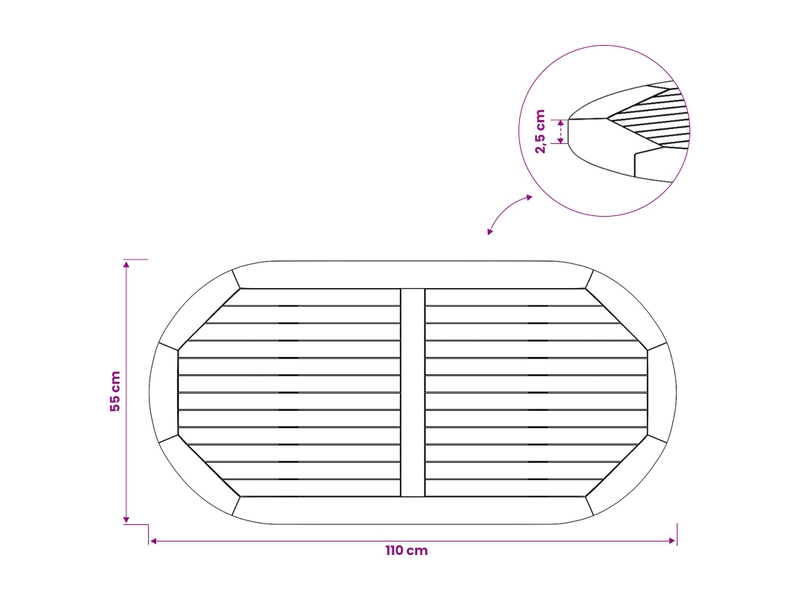  Vidaxl plateau de table ovale bois de teck massif naturel  - Conforama C