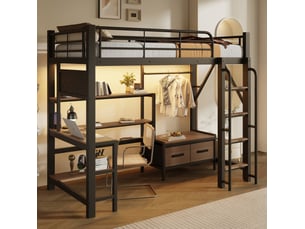 Lit mezzanine 90x200 cm <strong>HAUSS SPOLE</strong> <strong></strong> coloris noir
