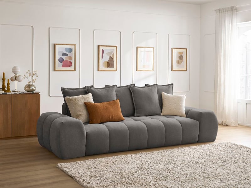  Bobochic canapé droit fixe 3 places everest tissu texturé gris foncé EVEREST - Conforama B
