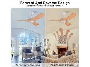 Ventilateur de plafond 107 cm sans éclairage bois massif blanc et naturel 6 vitesses télécommande silencieux minuterie et mémoire