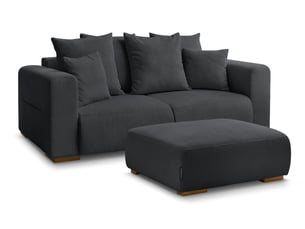 Canapé droit fixe BOBOCHIC SIDONIE 3 places Velours noir