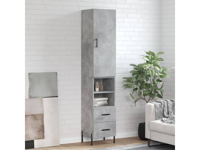  Buffet haut - bahut - meuble de rangement gris béton 34,5x34x180 cm bois d'ingénierie  - Conforama B