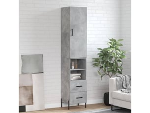 Buffet haut - bahut - meuble de rangement gris béton 34,5x34x180 cm bois d'ingénierie