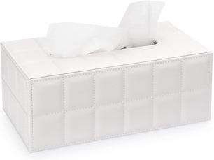 Boîte à mouchoirs rectangulaire en cuir pu - décoration élégante et raffinée - blanc