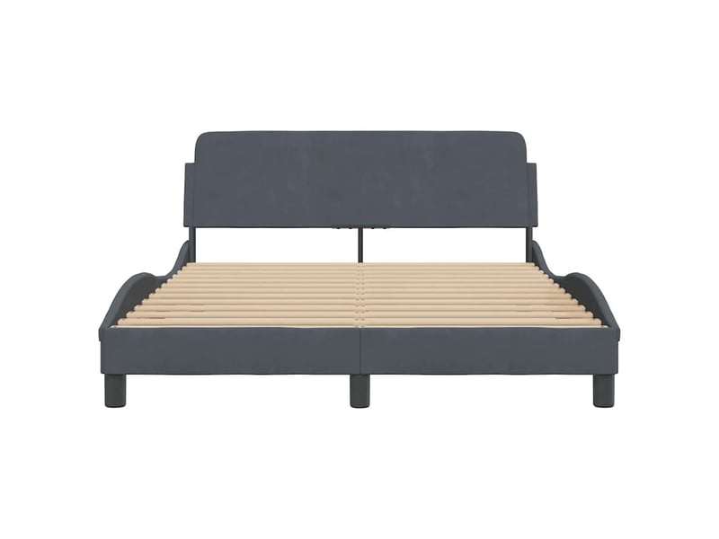 Lit double- lit adulte - cadre de lit dover gris foncé 135 x 190 cm velours - Conforama C