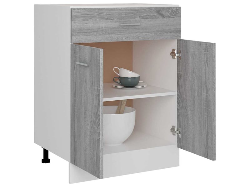 Armoire de cuisine, armoire à tiroirs lyon gris sonoma 60x46x81,5cm bois d'ingénierie - Conforama D