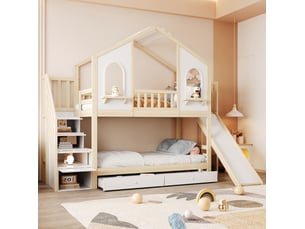 Lit superposé 2x90x200 cm <strong>HAUSS SPOLE</strong> <strong></strong> coloris bicolore