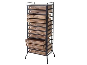 Commode de rangement industrielle 129 x 55 x 38 cm avec 12 tiroirs décorative en métal noir 04_0011314