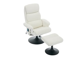 Fauteuil massant 77x75,5x100 cm, relax inclinable électrique, pivotant à 360°, repose-pieds, chenille, couleur blanc