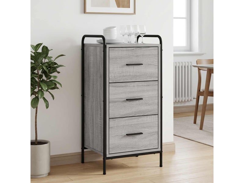  Buffet salon, buffet de rangement sonoma gris 97x33x81 cm bois d'ingénierie shl86462  - Conforama B