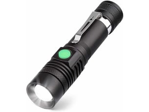 Lampe torche led rechargeable usb, lampe de poche 600 lumens, ipx4 étanche, 4 modes eclairage, lampe de poche zoomable pour ménage