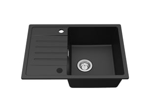 Cecipa max évier de cuisine - 65×45 cm - 2 trous de robinet - granit - évier simple - avec égouttoir pour découpe et décongélation - siphon et crépine inclus