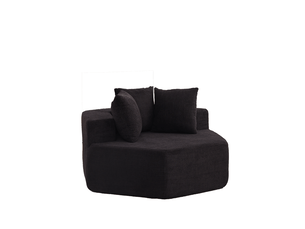 Lot de 2 fauteuils modulables compressés et hexagonaux souples, assise de 2 places, en tissu chenille, couleur noir