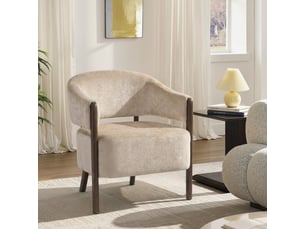 Fauteuil de salon en chenille, chaise rembourrée, assise large, dossier ergonomique, 71x63,5x78,5cm, accoudoirs, beige