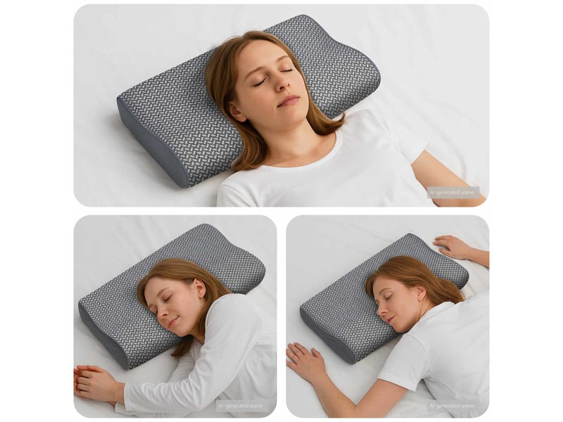  Oreiller, coussin cervical gris mousse à mémoire de forme 59 x 34 x 12 cm cf51357  - Conforama B