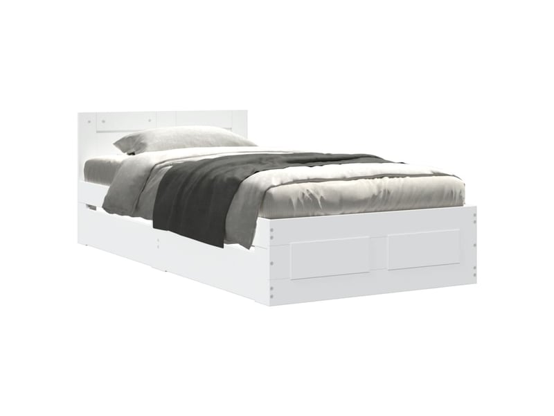  Lit simple- lit adulte -  cadre de lit avec tête de lit sans matelas blanc 100x200 cm  - Conforama A