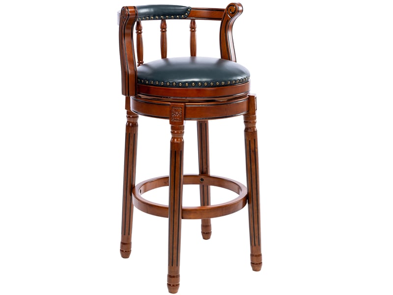  Tabouret de bar pivotant,54,8x54,8x96 cm,avec dossier,cuir véritable,bleu  - Conforama A
