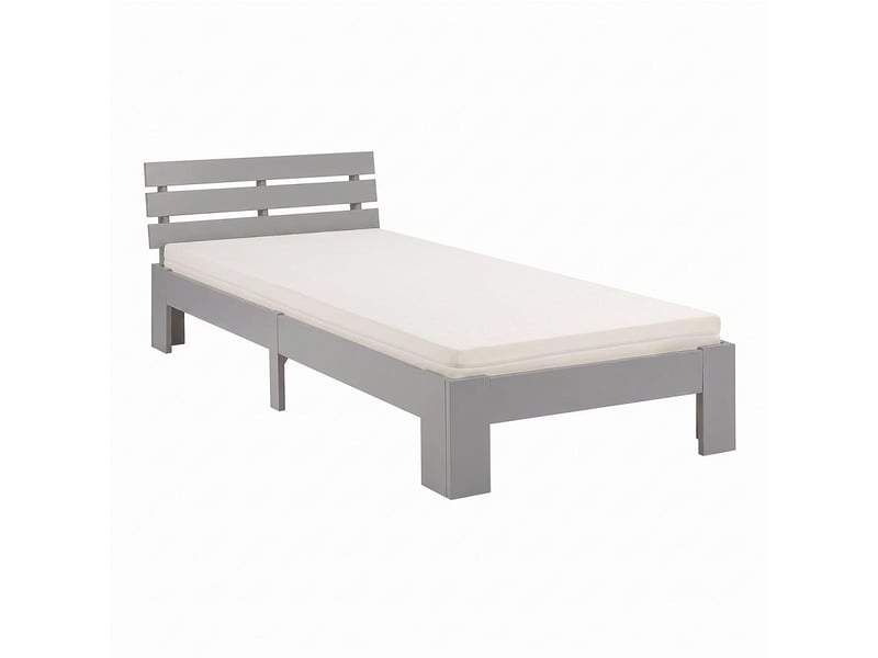  Lit en bois 90x200 cm gris - lit simple - avec matelas - massif - chambre enfant, adolescent, invité 3218 - Conforama E