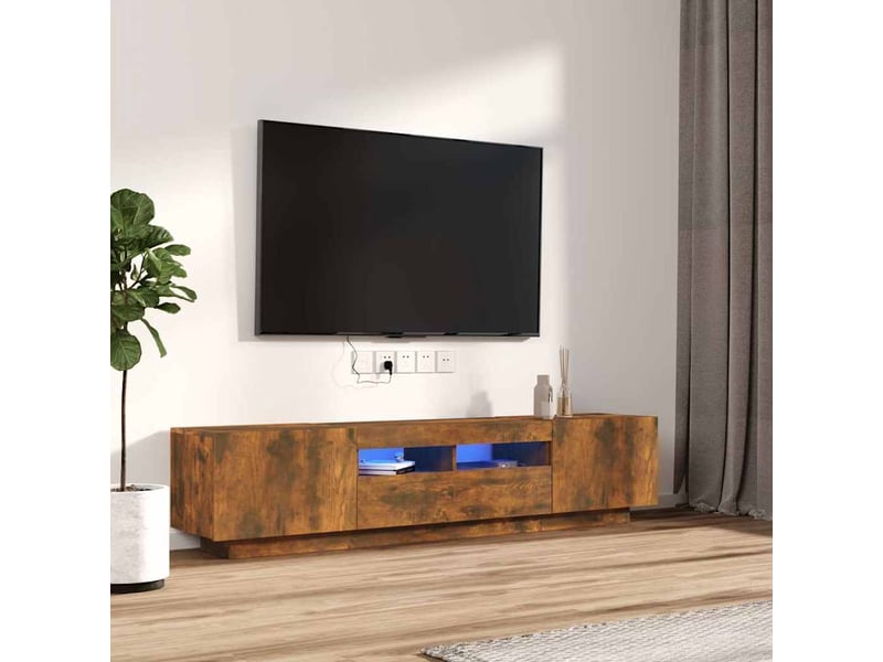 Ensemble de meubles tv avec lumières led 2 pcs chêne fumé shl55261 - Conforama B