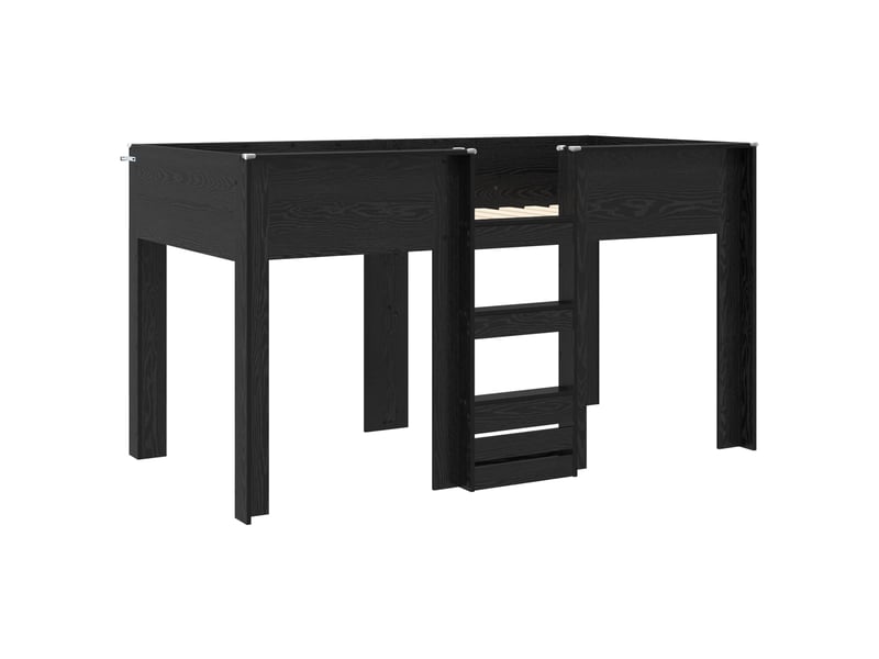  Lit superposé pour enfants - lit jeune chêne noir 90 x 200 cm  - Conforama D