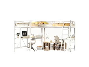 Lit mezzanine 2x90x200 cm BEAOK   coloris blanc