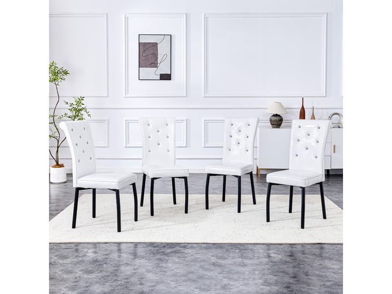  Lot de 4 chaises de salle à manger,61,5x42x101 cm,pvc,blanc et noir  - Conforama B