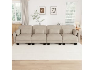 Canapé droit fixe MAISENTIEL  4 places Tissu beige