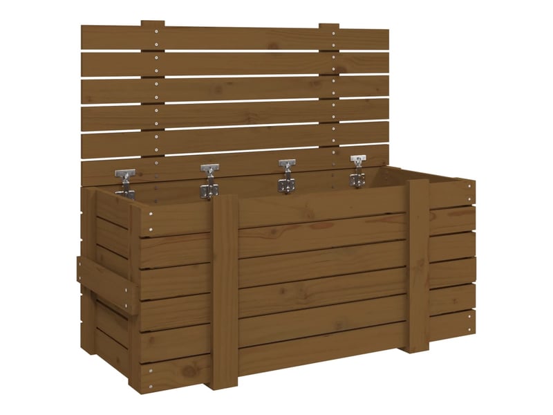  Boîte de rangement, coffre de rangement marron miel 91x40,5x42 cm bois massif pin  - Conforama A