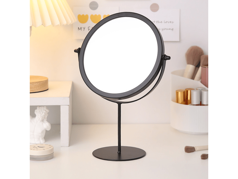 Miroir de bureau, miroir de maquillage, miroir sur pied, angle réglable, fond rond (noir) - Conforama B
