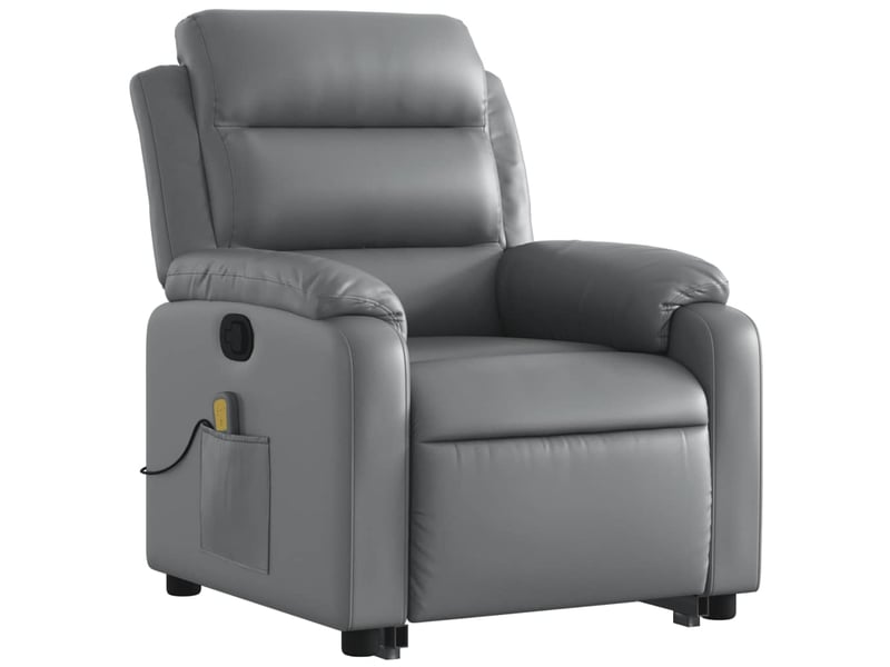 Fauteuil de bureau, fauteuil inclinable de massage gris similicuir - Conforama D