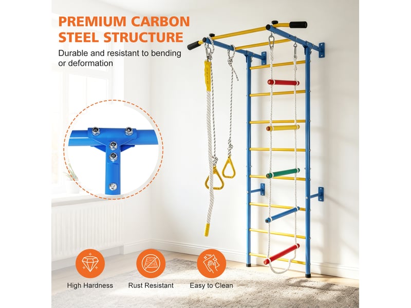  Jeu d'escalade intérieur pour enfants 106,7 x 82,5 x 223,5 cm bleu en acier carbone, 5 activités sportives  - Conforama B