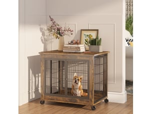 Niche d'intérieur style meuble avec double porte, toit ouvrant et roulettes, 80 x 56 x 69,5 cm homvra