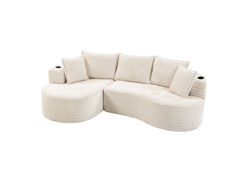  Canapé d'angle gauche fixe 3 places tissu beige canapé compressible - Conforama A