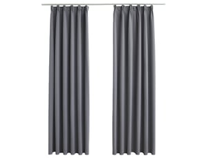 Lot de 2 rideaux occultants, rideaux black-out avec crochets gris 140x245 cm cf44880
