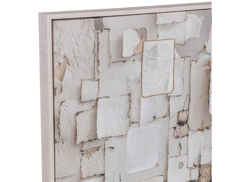 Tableau peint à la main avec cadre en bois blanc neige 103x4x103h cm  - Conforama E