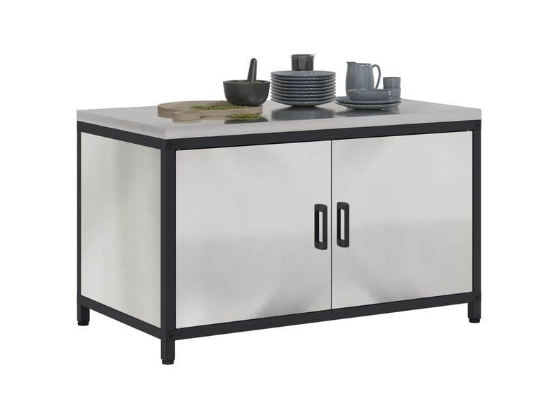  Meuble de rangement de cuisine hattem argenté 90x50x53cm shl2362  - Conforama C
