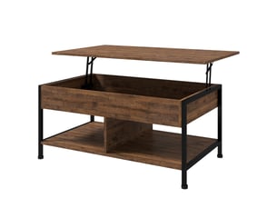 Table basse relevable avec rangement et 2 niches marron rustique noir 100 x 60 x 46 cm