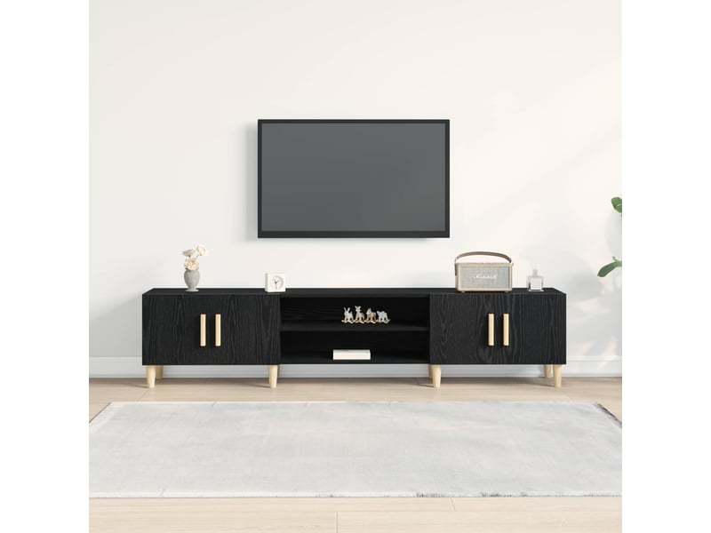 Meuble tv - banc tv - meuble de rangement 180 x 31,5 x 40 cm chêne noir bois d'ingénierie  - Conforama D