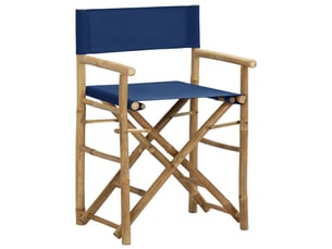 Lot de 2 chaises pliables de directeur bleu bambou et tissu