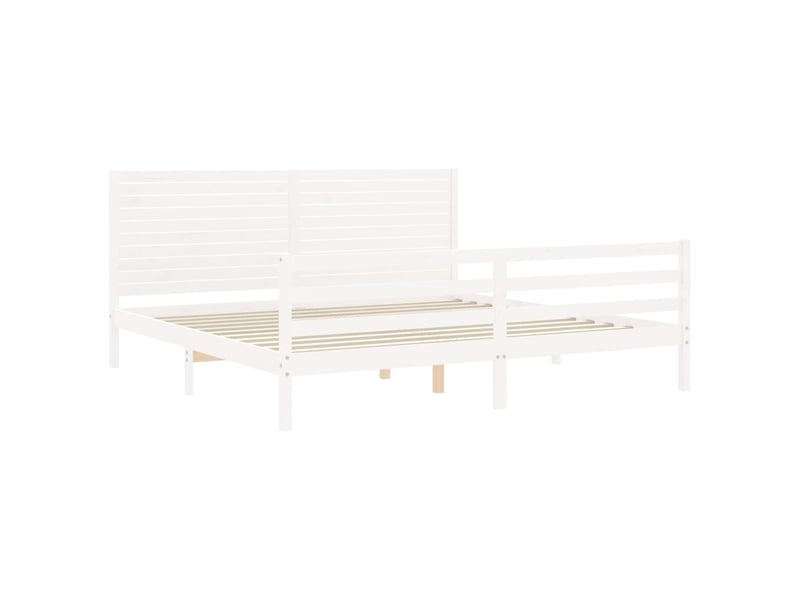  Lit double- lit adulte -  cadre de lit sans matelas blanc 200x200 cm bois massif  - Conforama D