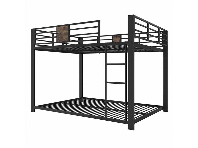  Lits superposés bas h145 cm 140 × 200 cm métal noir, échelle réversible IKSETERA TRADING LTD - Conforama W