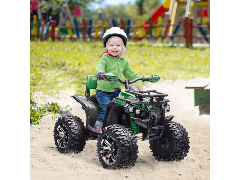  Quad électrique 12 v pour enfants avec phares et batterie rechargeable, 3-5 ans, 100 x 65 x 73 cm, vert  - Conforama C
