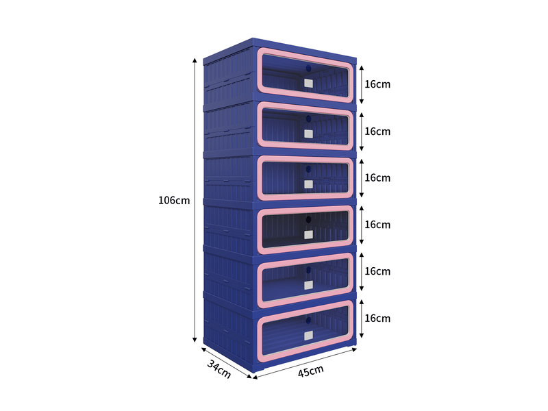  Armoire à chaussures en plastique pp - 12 paire(s) - porte abattante transparente - anti‑poussière - sans assemblage - meuble rangement chaussures petit espace - bleu‑rose  - Conforama C