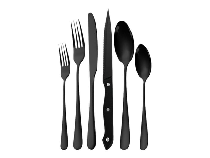  Couverts 24 pieces 6 personnes acier inox 304 noir mat 400289_AACLR76472_6_DROPFR - Conforama A