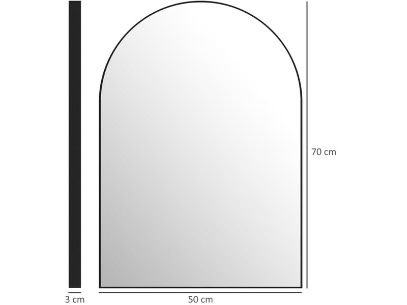  Miroir mural de salle de bain arche 50 x 70 cm – noir – cadre aluminium résistant à l'humidité  - Conforama C