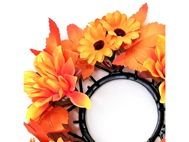  Couronne de bougie décorative feuilles d'érable – décoration automnale pour bougie pilier-style 3  - Conforama C